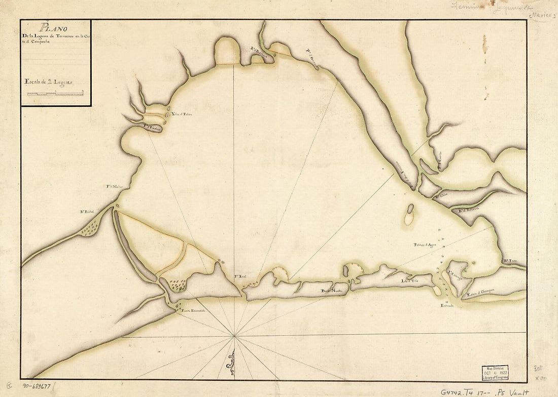 This old map of Plano De La Laguna De Términos En La Costa D. Campeche from 1700 was created by in 1700