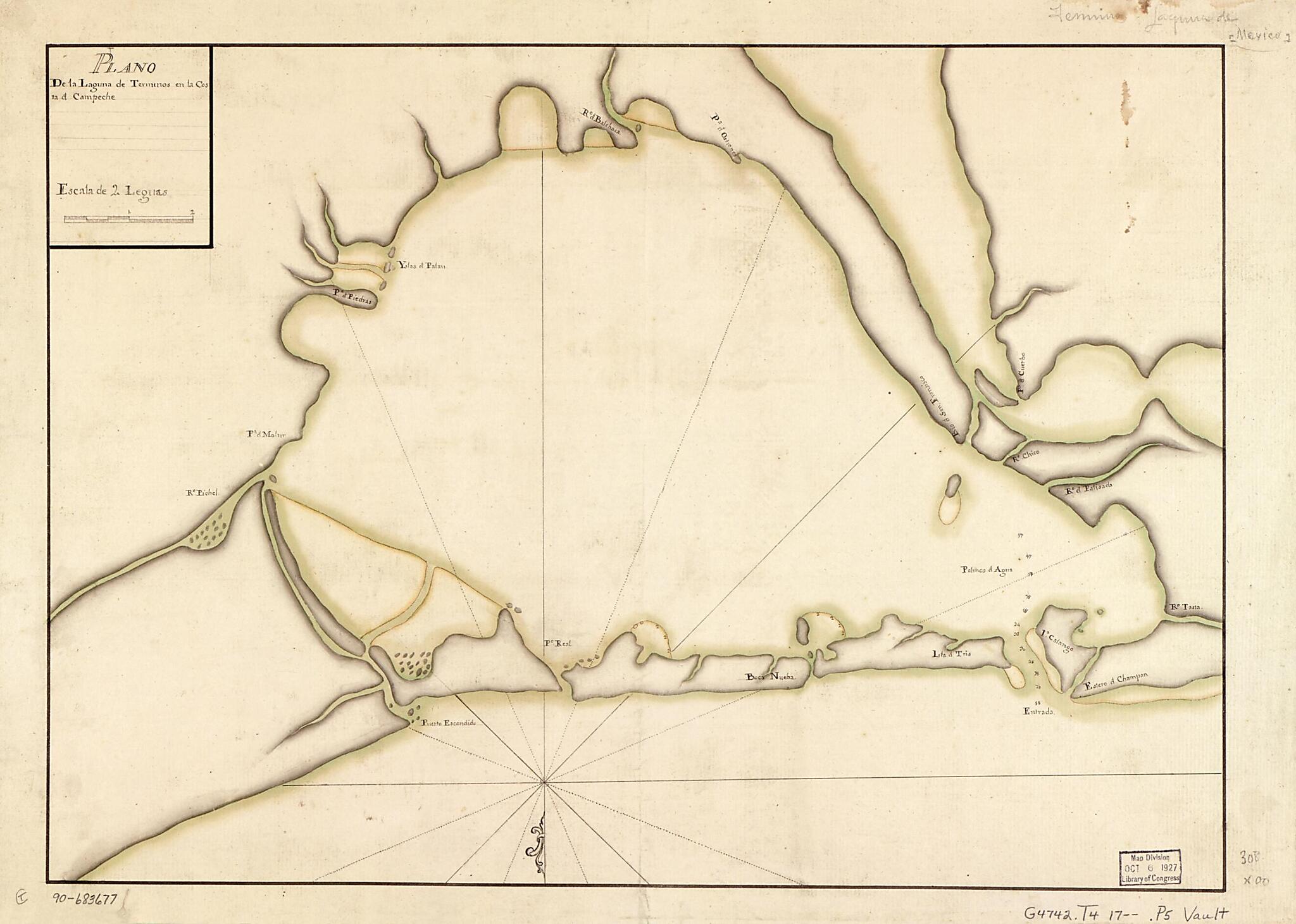 This old map of Plano De La Laguna De Términos En La Costa D. Campeche from 1700 was created by in 1700