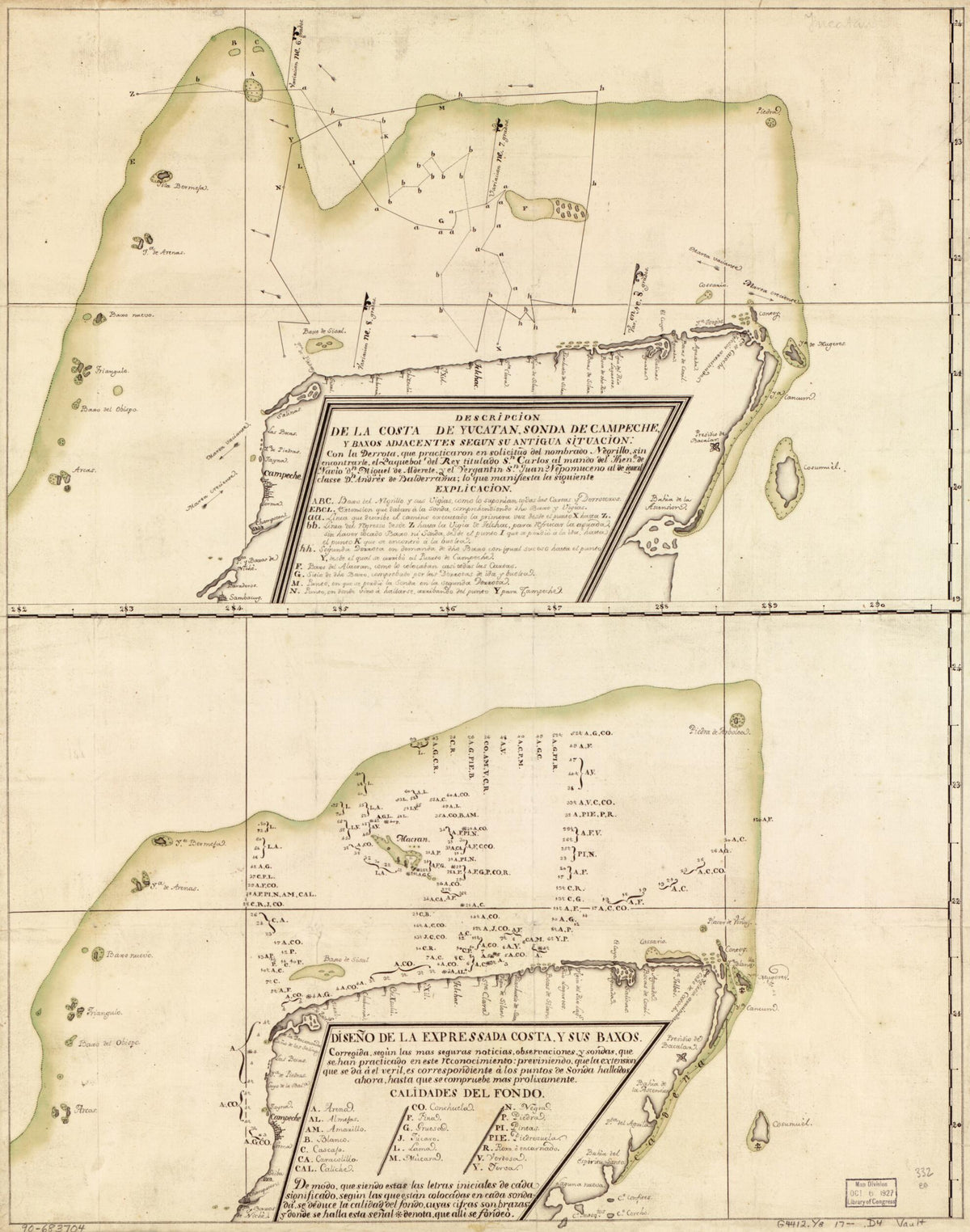 Descripción De La Costa De Yucatan, Sonda De Campeche Y Baxos Adjacentes Segun Su Antigua Situación Con La Derrota Que Practcaron En Solicitud Del Nombrado Negrillo Sin Encontrarle El Paquebot Del Rey Titulado Sn. Carlos Al Mando Del Thene. De Navio... by Relic Map Company