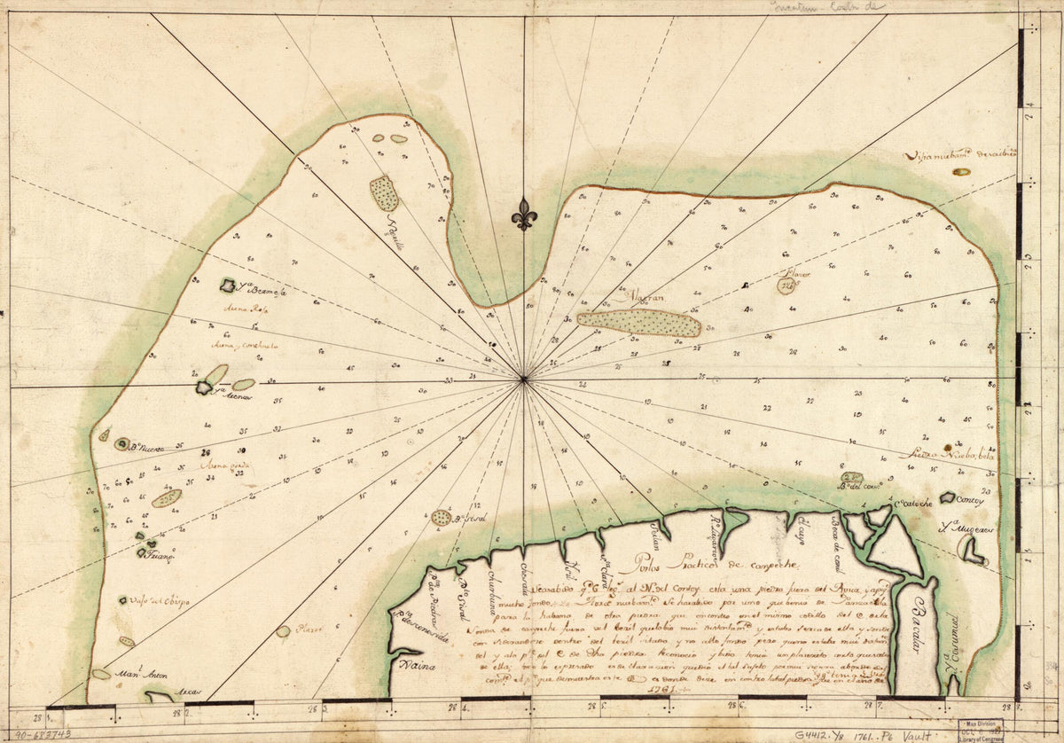 Portos Practicos De Canpeche sic 1761 by Relic Map Company