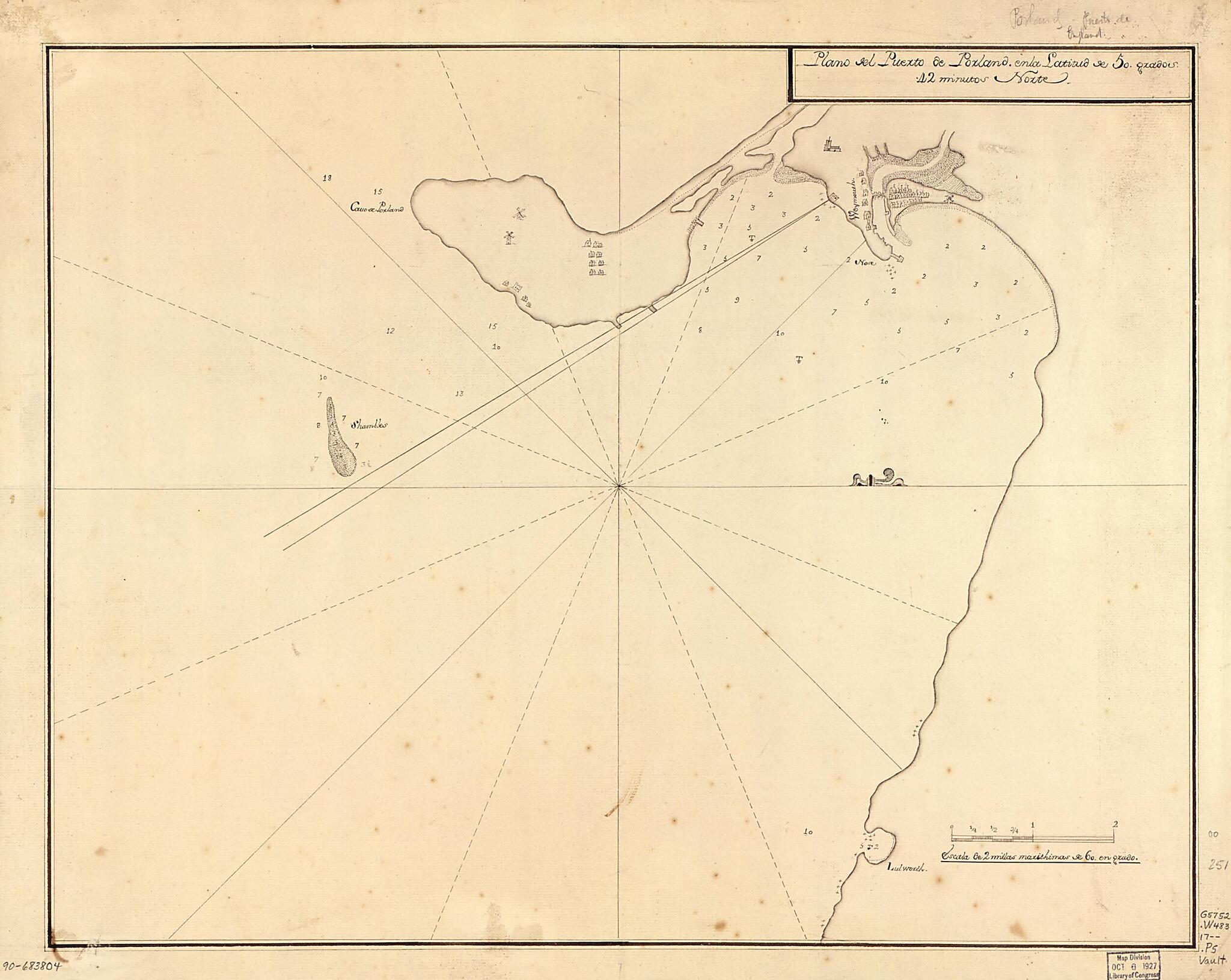 This old map of Plano Del Puerto De Porland En La Latitud De 50 Grados 42 Minutos Norte from 1700 was created by in 1700