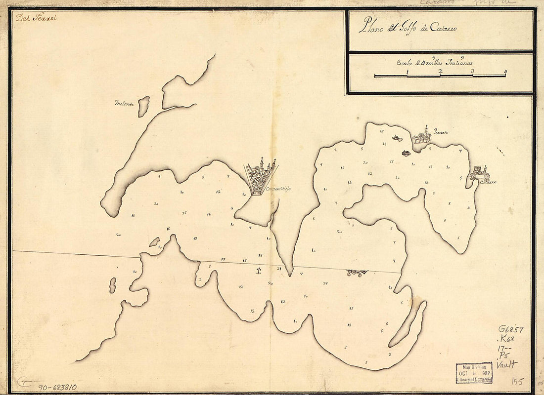 This old map of Plano Del Golfo De Catarro from 1700 was created by in 1700