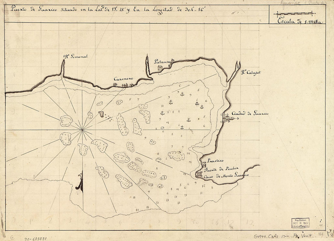 This old map of Puerto De Guárico Situado En La Latd. De 19°48ʹ Y En Longitud De 304°16ʹ from 1700 was created by in 1700