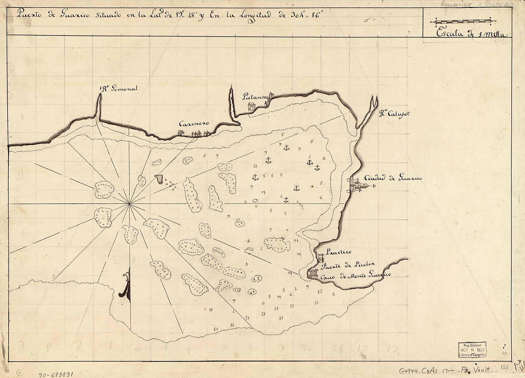 This old map of Puerto De Guárico Situado En La Latd. De 19°48ʹ Y En Longitud De 304°16ʹ from 1700 was created by in 1700