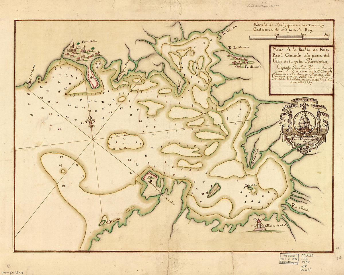 Plano De La Bahía De Fort Real Cituado a La Parte Del Oeste De La Ysla Martinica 1758 by Relic Map Company