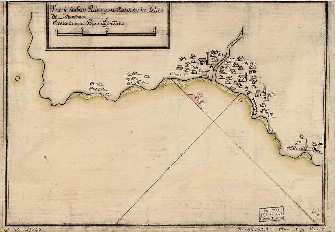 This old map of Fuerte De San Pedro Y Su Rada En La Ysla De Martinica from 1700 was created by in 1700