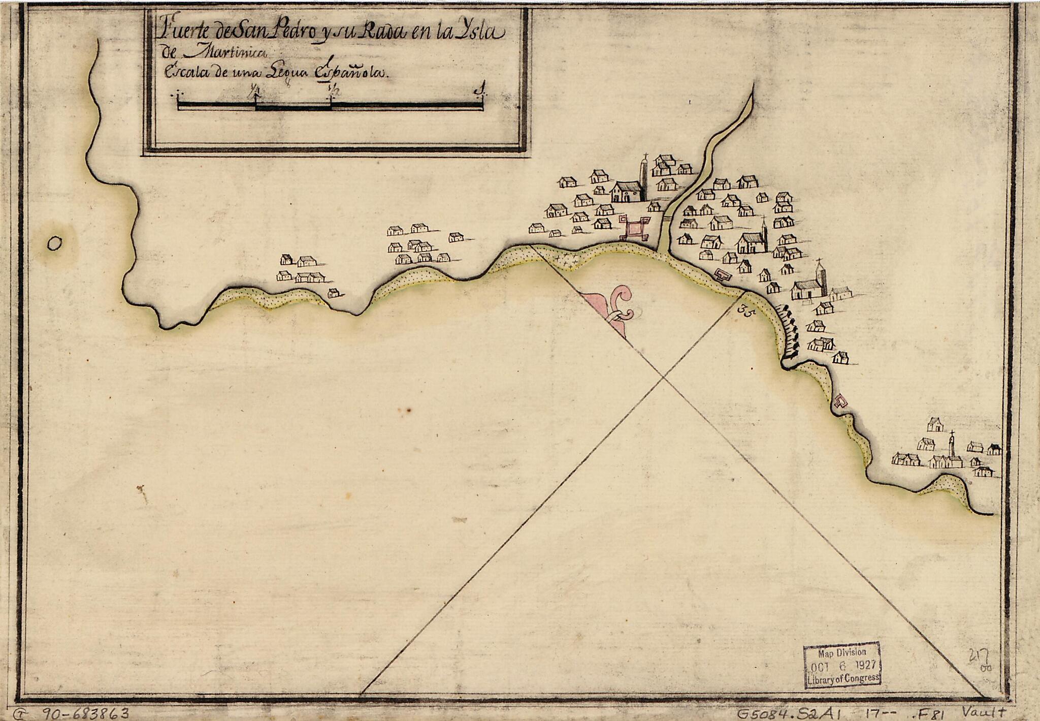 This old map of Fuerte De San Pedro Y Su Rada En La Ysla De Martinica from 1700 was created by in 1700