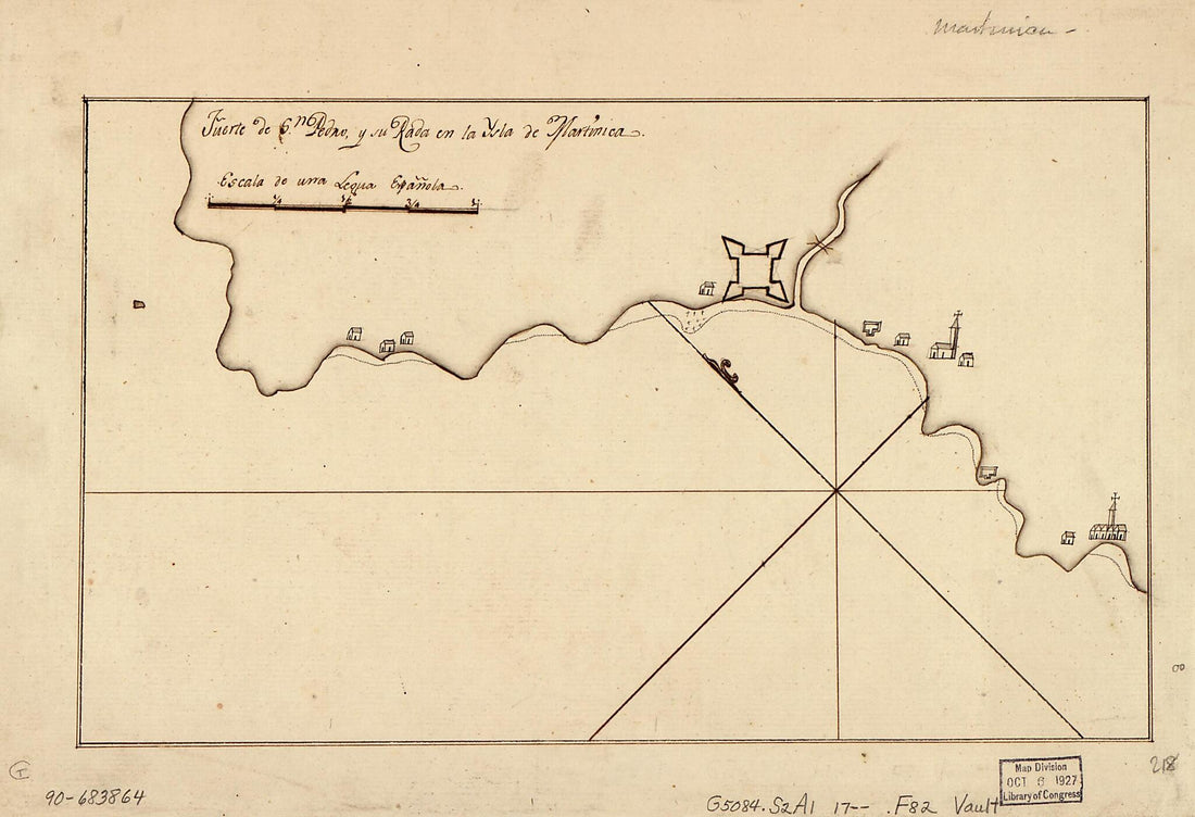 This old map of Fuerte De Sn. Pedro Y Su Rada En La Ysla De Martinica from 1700 was created by in 1700