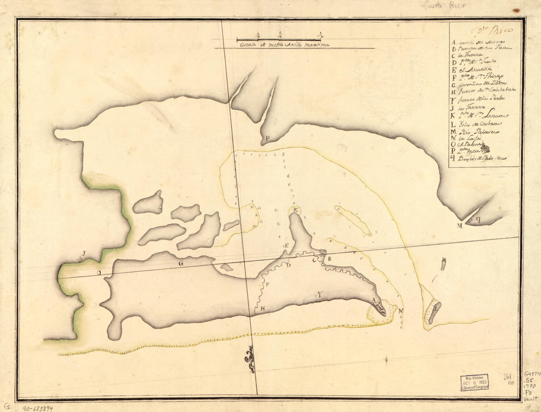 This old map of Pto. Rico from 1780 was created by in 1780