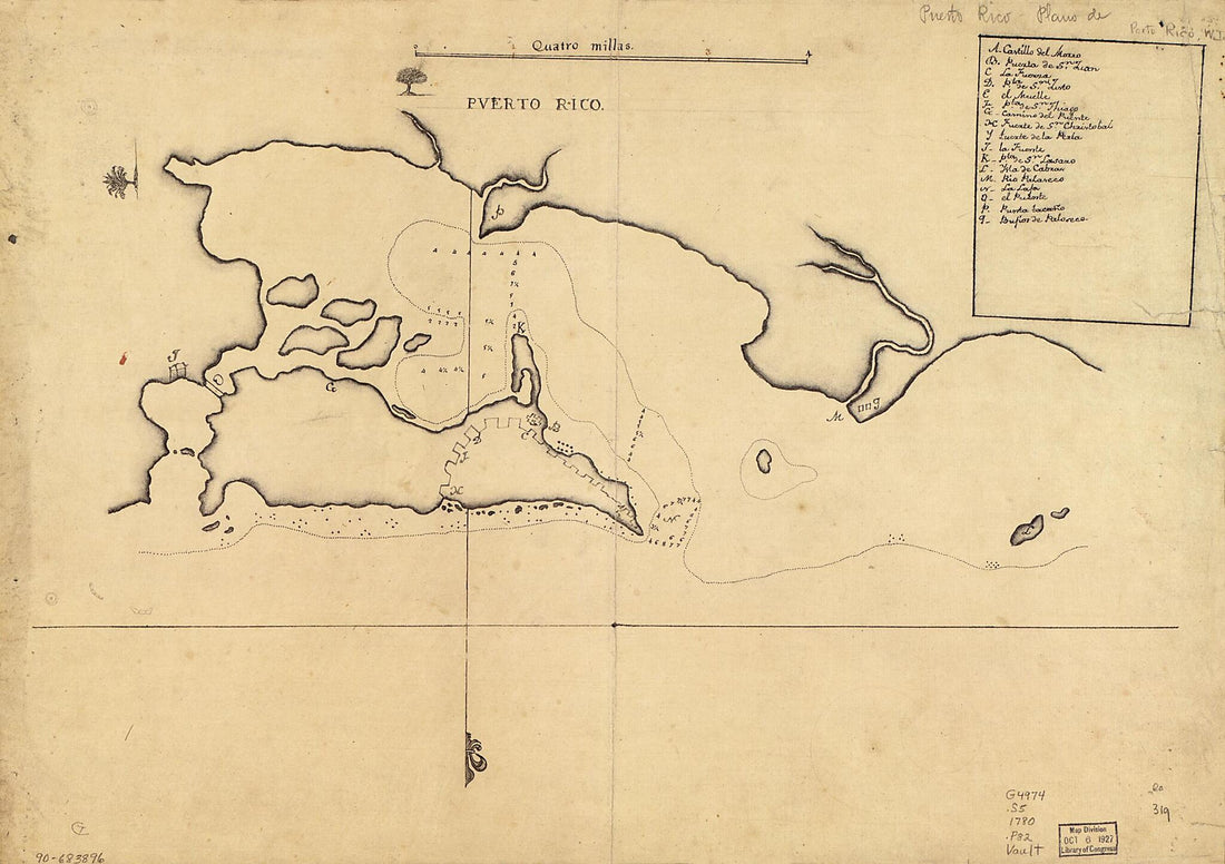 This old map of Puerto Rico from 1780 was created by in 1780