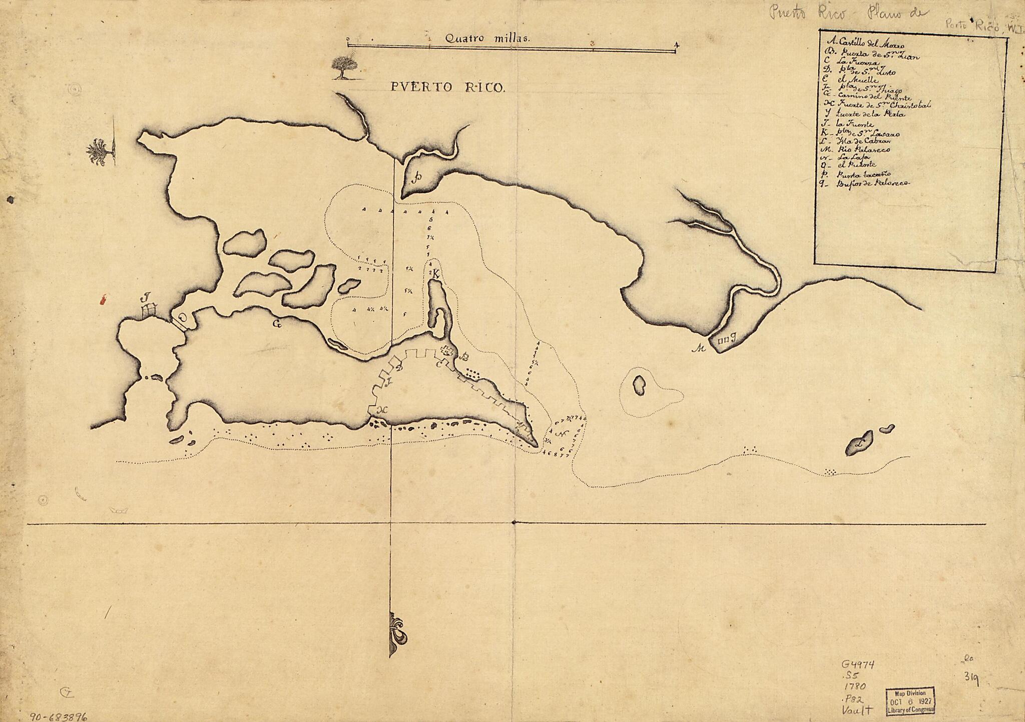 This old map of Puerto Rico from 1780 was created by in 1780