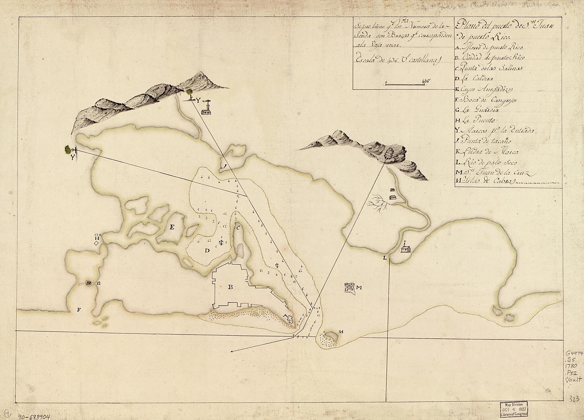 This old map of Plano Del Puerto De Sn. Juan De Puerto Rico from 1780 was created by in 1780