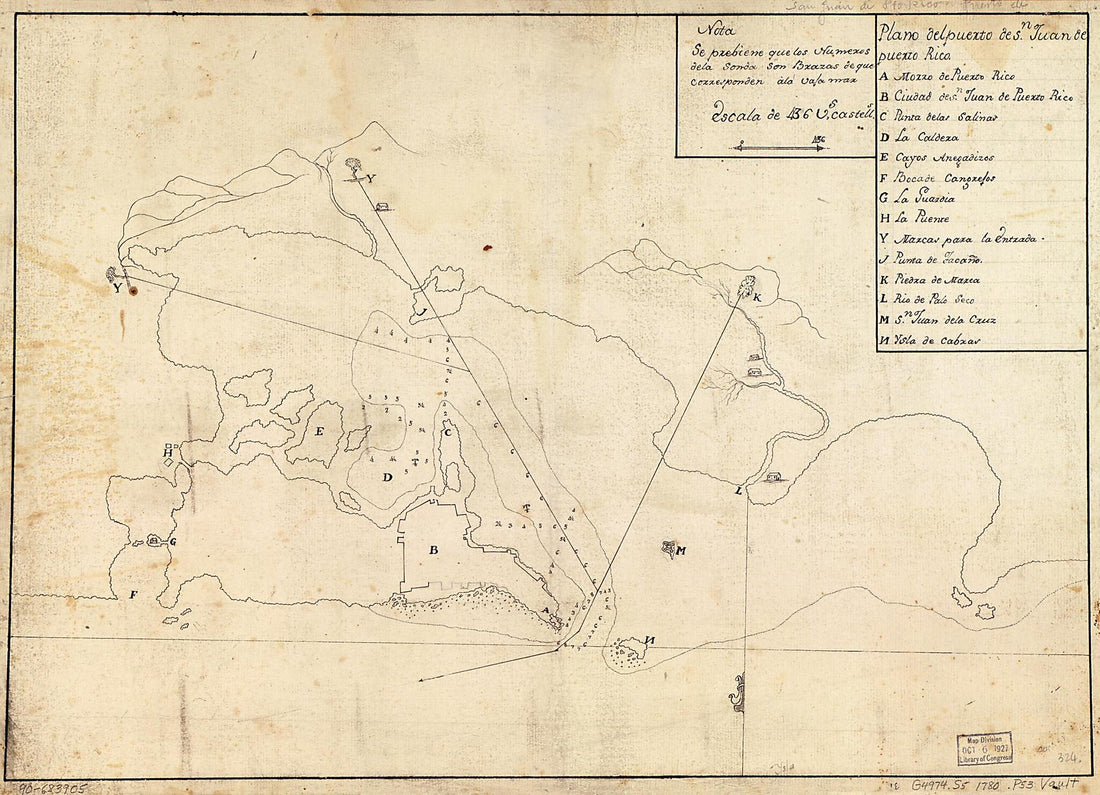 This old map of Plano Del Puerto De Sn. Juan De Puerto Rico from 1780 was created by in 1780