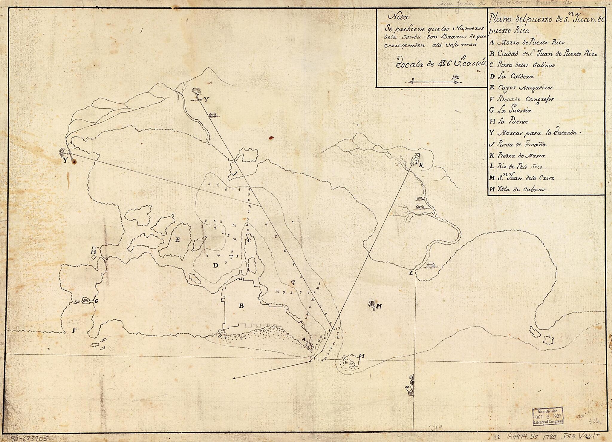 This old map of Plano Del Puerto De Sn. Juan De Puerto Rico from 1780 was created by in 1780