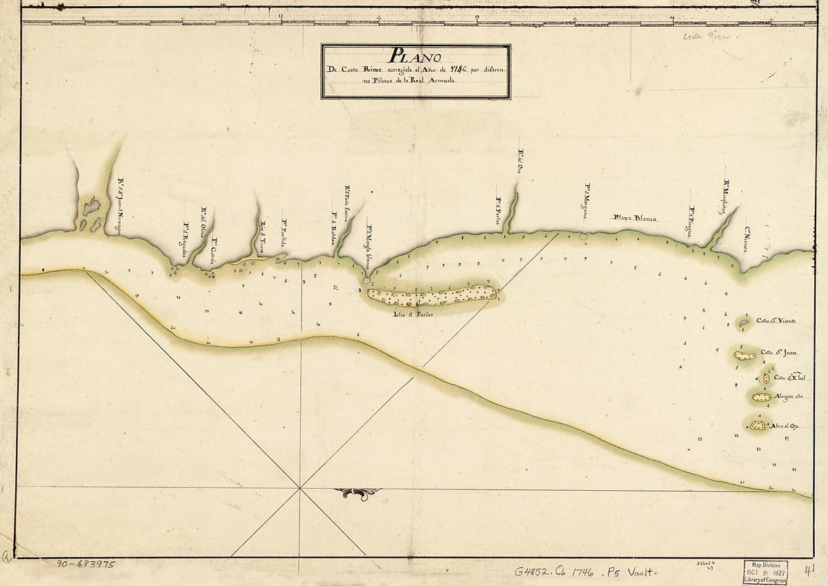 Plano De Costa Ricae 1746 by Relic Map Company