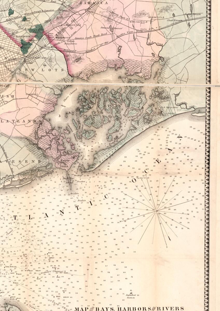This old map of Hook, South-Amboy, Newark, Yonkers, N. Rochelle & Glen Cove from 1866 was created by A. D. (Alexander Dallas) Bache in 1866