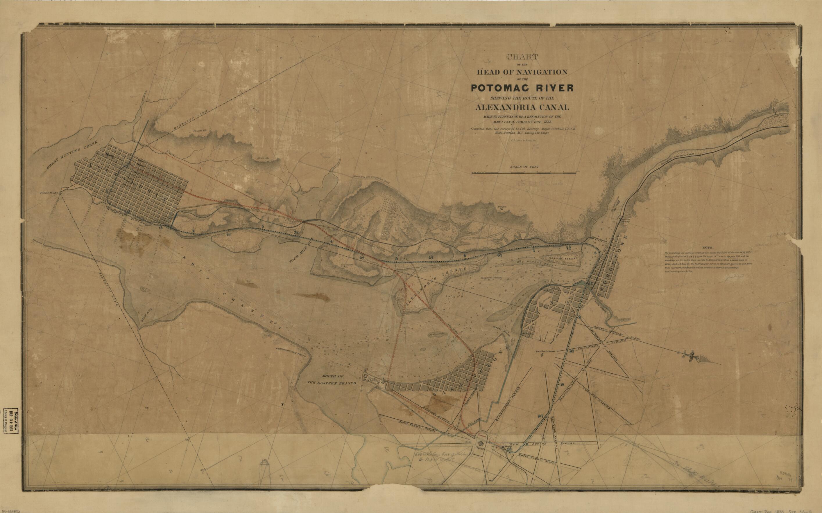This old map of Chart of the Head of Navigation of the Potomac River Shewing the Route of the Alexandria Canal : Made In Pursuance of a Resolution of the Alex&