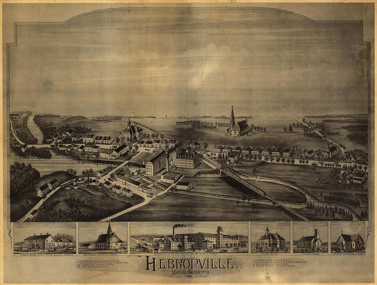 Hebronville, Massachusetts 1891 by Relic Map Company