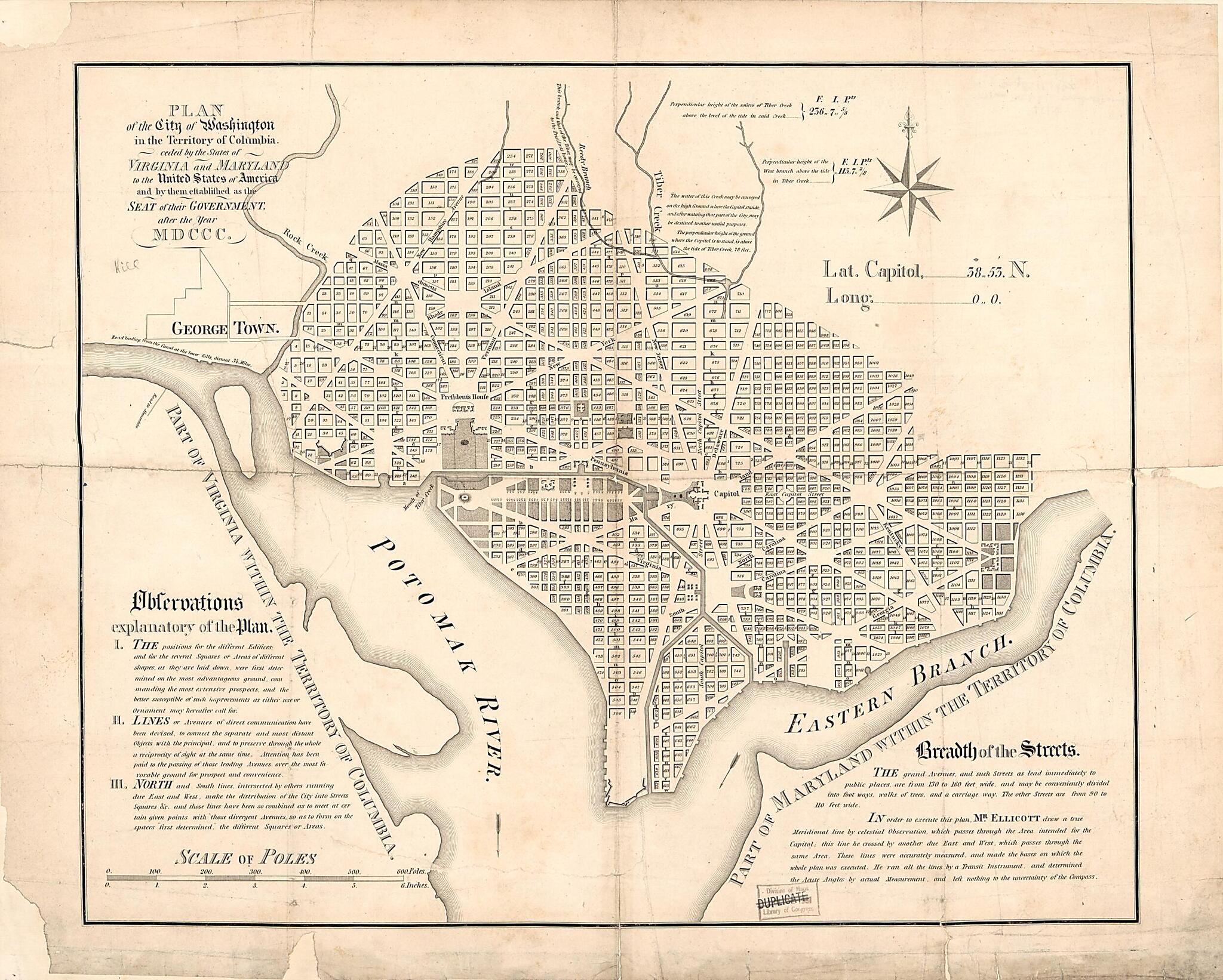 Plan of the City of Washington In the Territory of Columbia : Ceded by the States of Virginia and Maryland to the United States of America, and by Them Established As the Seat of Their Government After the Year MDCCC 1792 by Relic Map Company