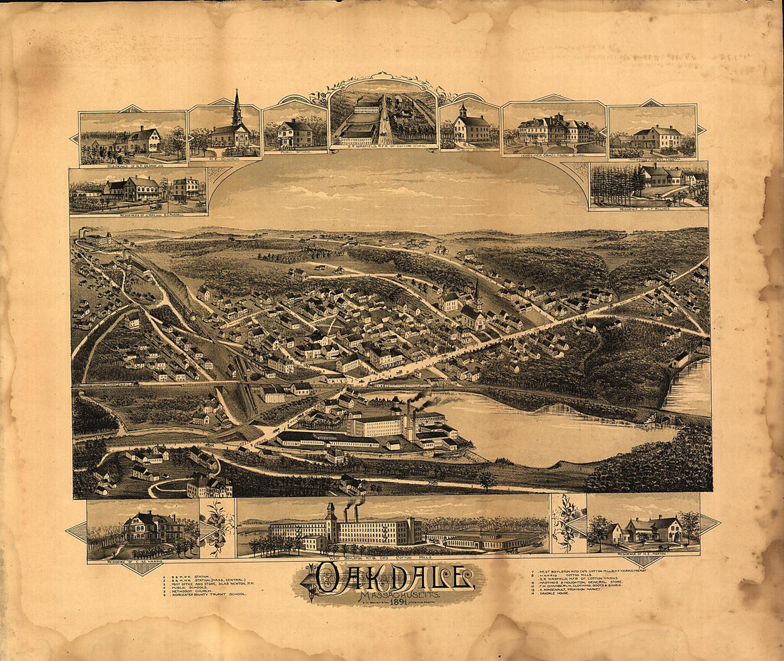 This old map of Oakdale, Massachusetts from 1891 was created by O.H. Bailey & Co in 1891