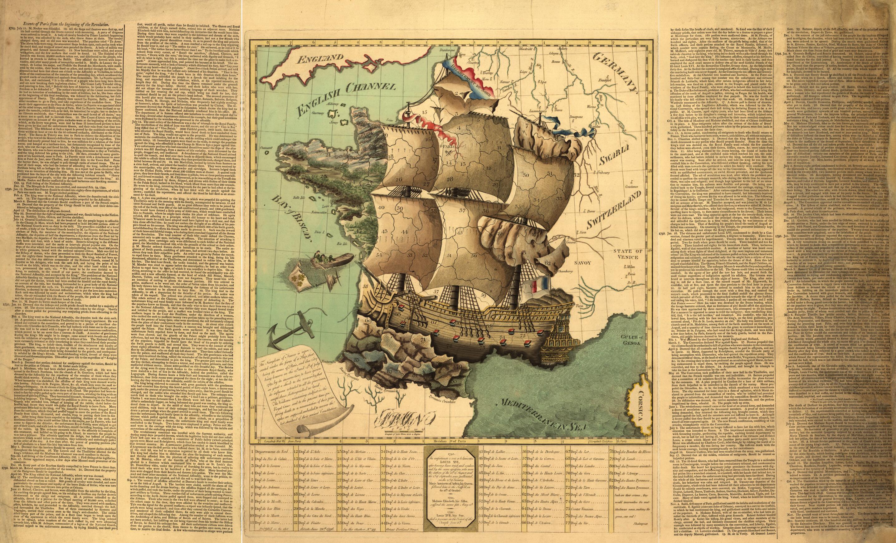 This old map of The Kingdom of France Is Represented Under the Form of a Ship from 1795 was created by in 1795