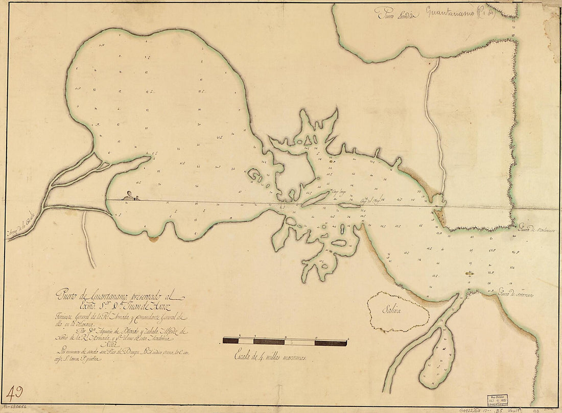 This old map of Puerto De Guantánamo from 1700 was created by Agustín De Blondo Y Zabala in 1700