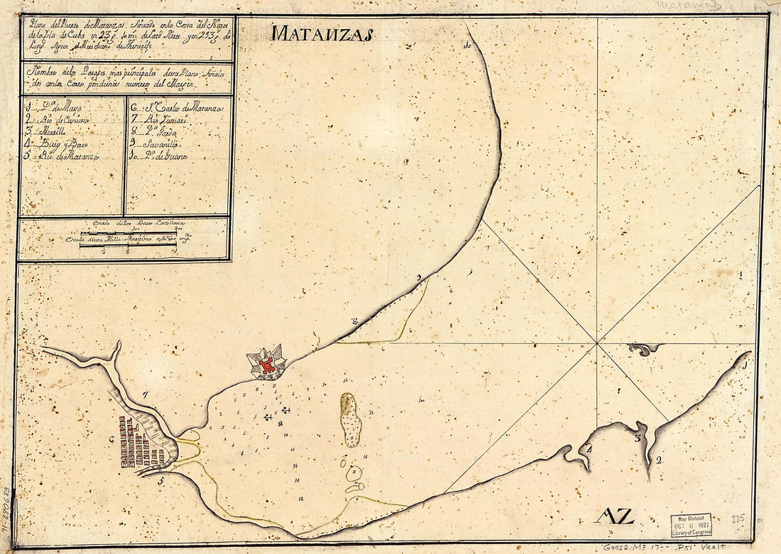 This old map of Plano Del Puerto De Matanzas Situado En La Costa Del Norte De La Ysla De Cuba En 23 Gs. 10 Ms. De Latd. Norte Y En 293 Gs. De Longd. Segun El Meridiano De Thenerife from 1700 was created by in 1700