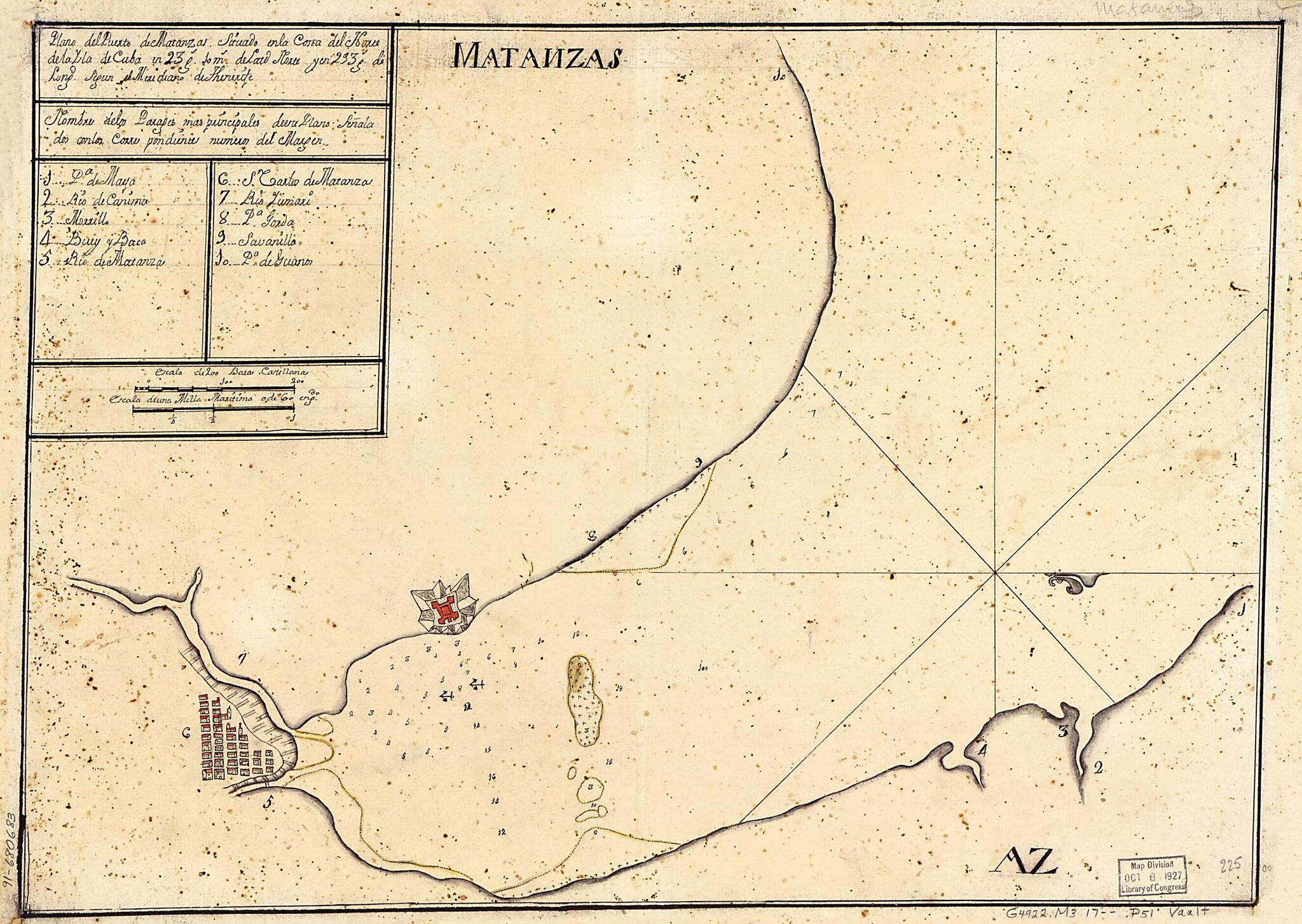 This old map of Plano Del Puerto De Matanzas Situado En La Costa Del Norte De La Ysla De Cuba En 23 Gs. 10 Ms. De Latd. Norte Y En 293 Gs. De Longd. Segun El Meridiano De Thenerife from 1700 was created by in 1700