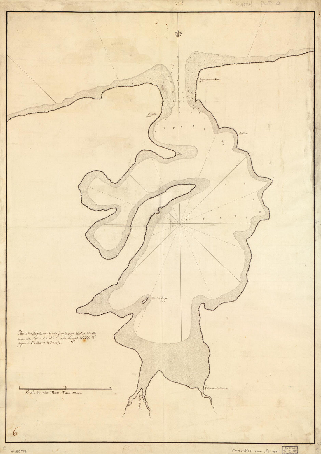 This old map of Puerto De Mariel Situado En La Costa Del Norte De La Ysla De La Havana En La Latitud N. De 23⁰5ʹ Y En La Longitud De 293⁰16ʹ, Segun El Meridiano De Tenerife from 1700 was created by in 1700