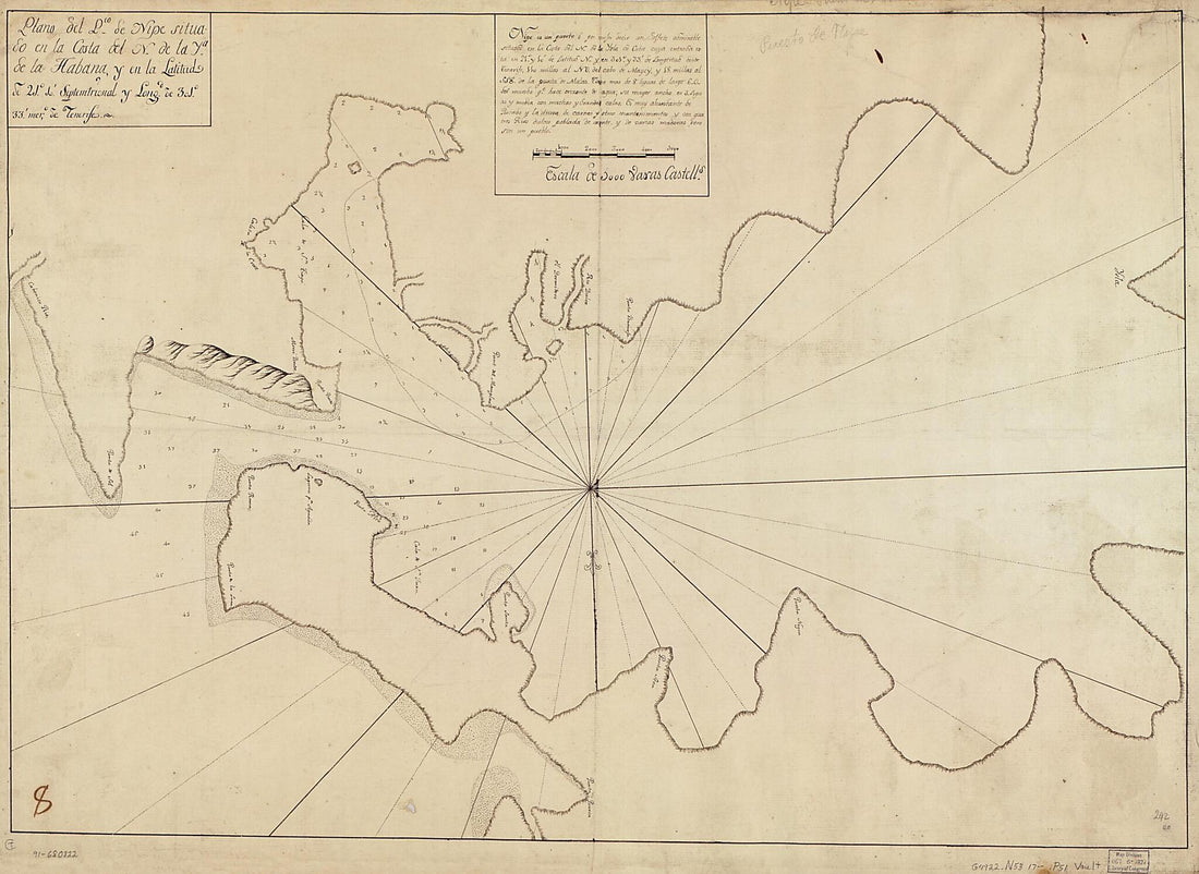 This old map of Plano Del Pto. De Nipe Situado En La Costa Del N. De La Ya. De La Habana Y En La Latitud De 21⁰10ʹ Septemtrional Y Longd. De 301⁰33ʹ, Mero. De Tenerife from 1700 was created by in 1700