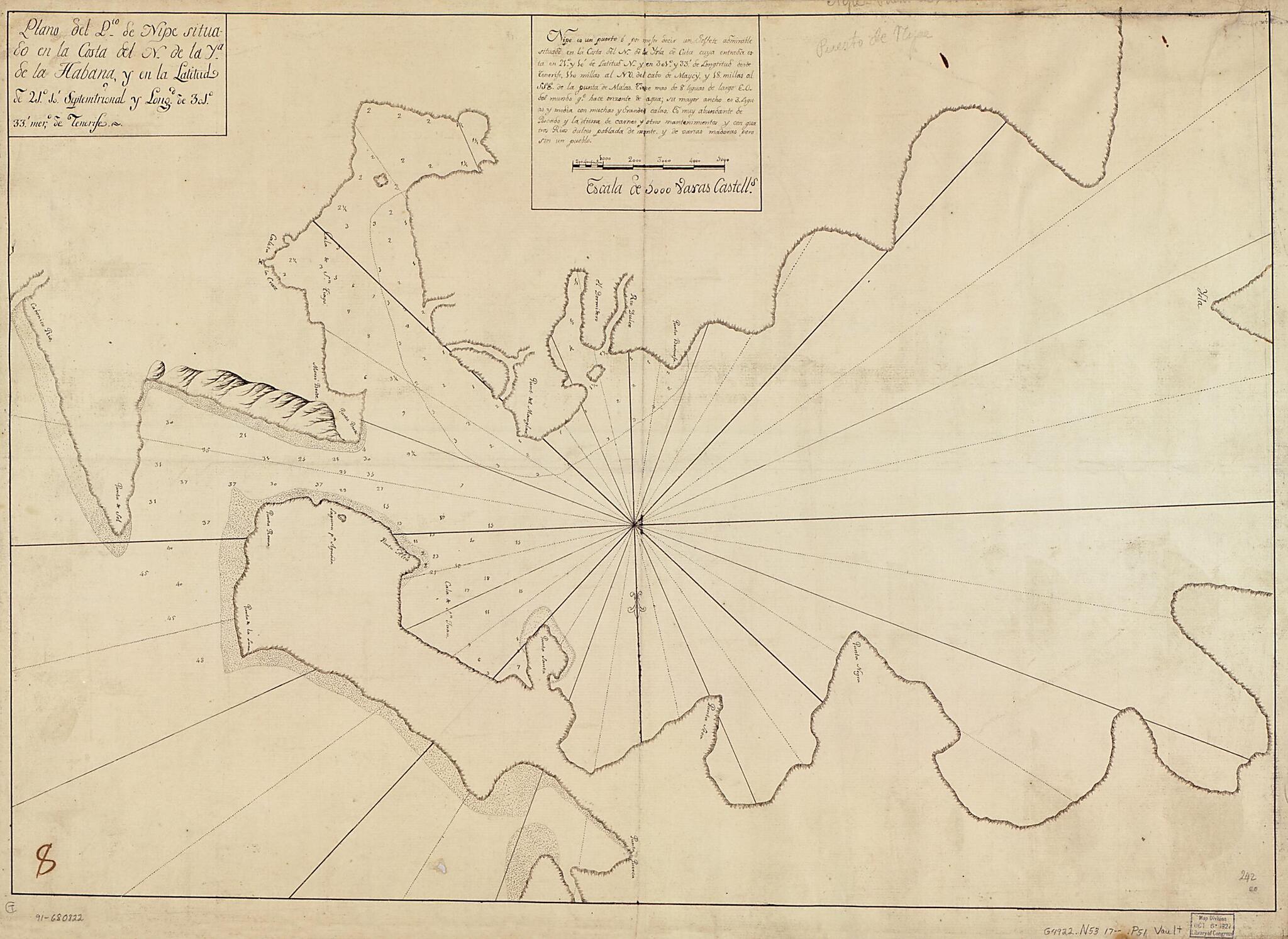 This old map of Plano Del Pto. De Nipe Situado En La Costa Del N. De La Ya. De La Habana Y En La Latitud De 21⁰10ʹ Septemtrional Y Longd. De 301⁰33ʹ, Mero. De Tenerife from 1700 was created by in 1700