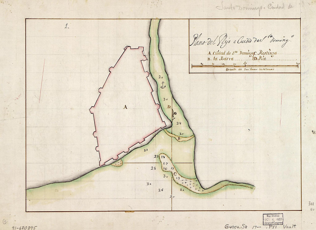 This old map of Plano Del Ryo E Ciudad De Sto. Domingo from 1700 was created by in 1700
