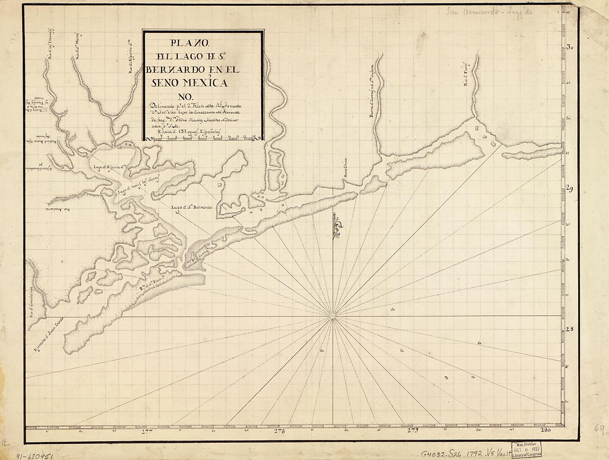 This old map of Plano Del Lago De Sn. Bernardo En El Seno Mexica No from 1792 was created by Antonio Vico in 1792