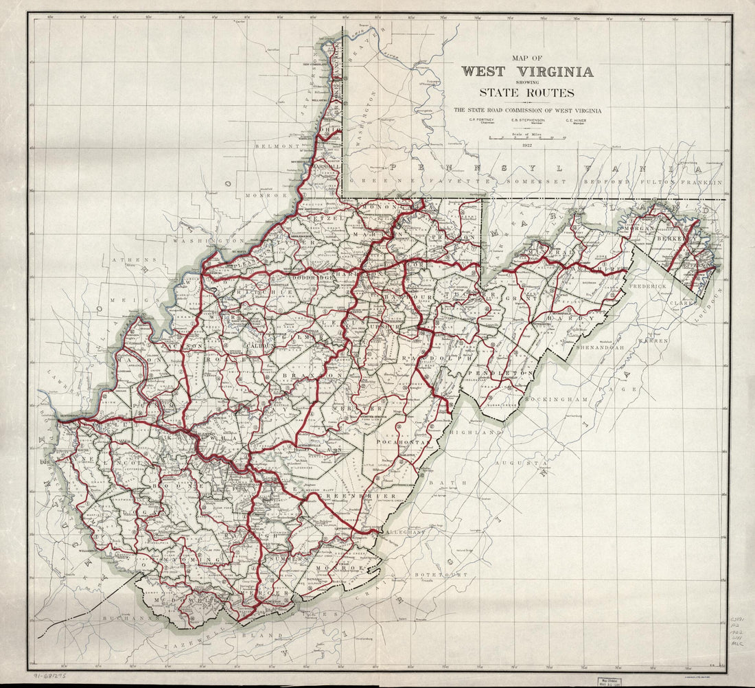 This old map of Map of West Virginia Showing State Routes from 1922 was created by West Virginia. State Road Commission in 1922