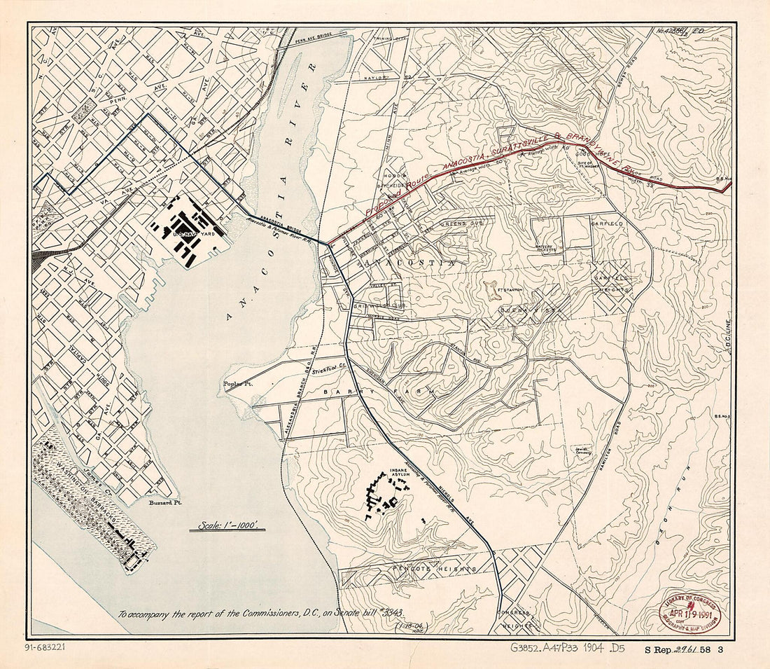 This old map of Map of Streetcar Lines In Anacostia and Surrounding Districts, S.E. Washington D.C. from 1904 was created by District of Columbia. Board of Commissioners, United States. Congress. Senate in 1904