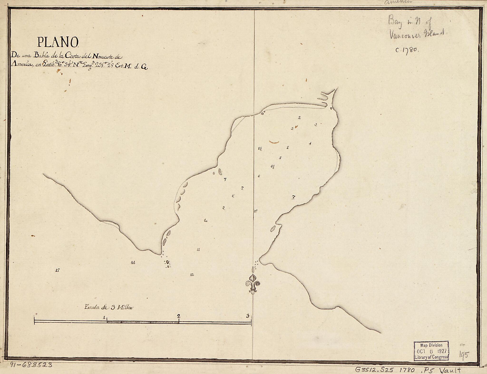 This old map of Plano De Una Bahía De La Costa Del Norueste De América En Latitd. 50⁰38ʹ Nte. Longd. 231⁰25ʹ Est M. D. G from 1780 was created by in 1780