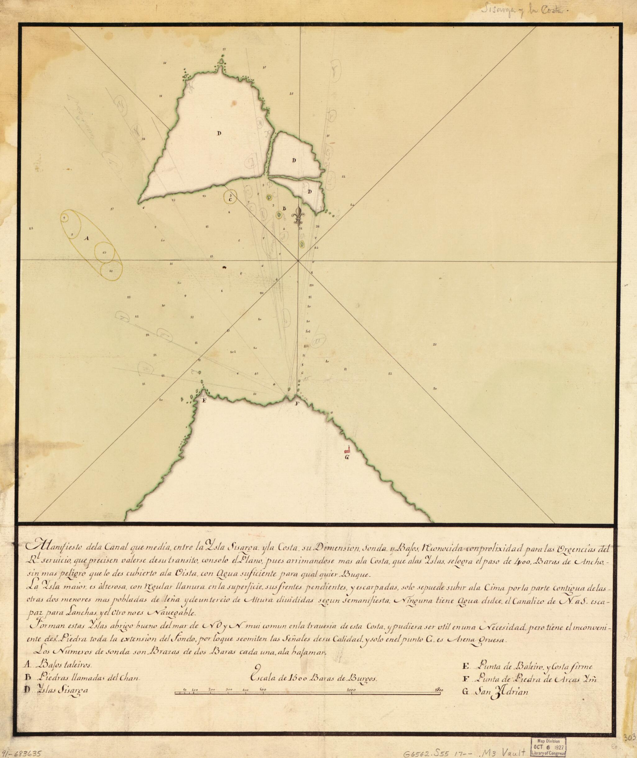This old map of Manifiesto De La Canal Que Media Entre La Ysla Sisarga Y La Costa, Su Dimensión, Sonda Y Bajos from 1700 was created by in 1700