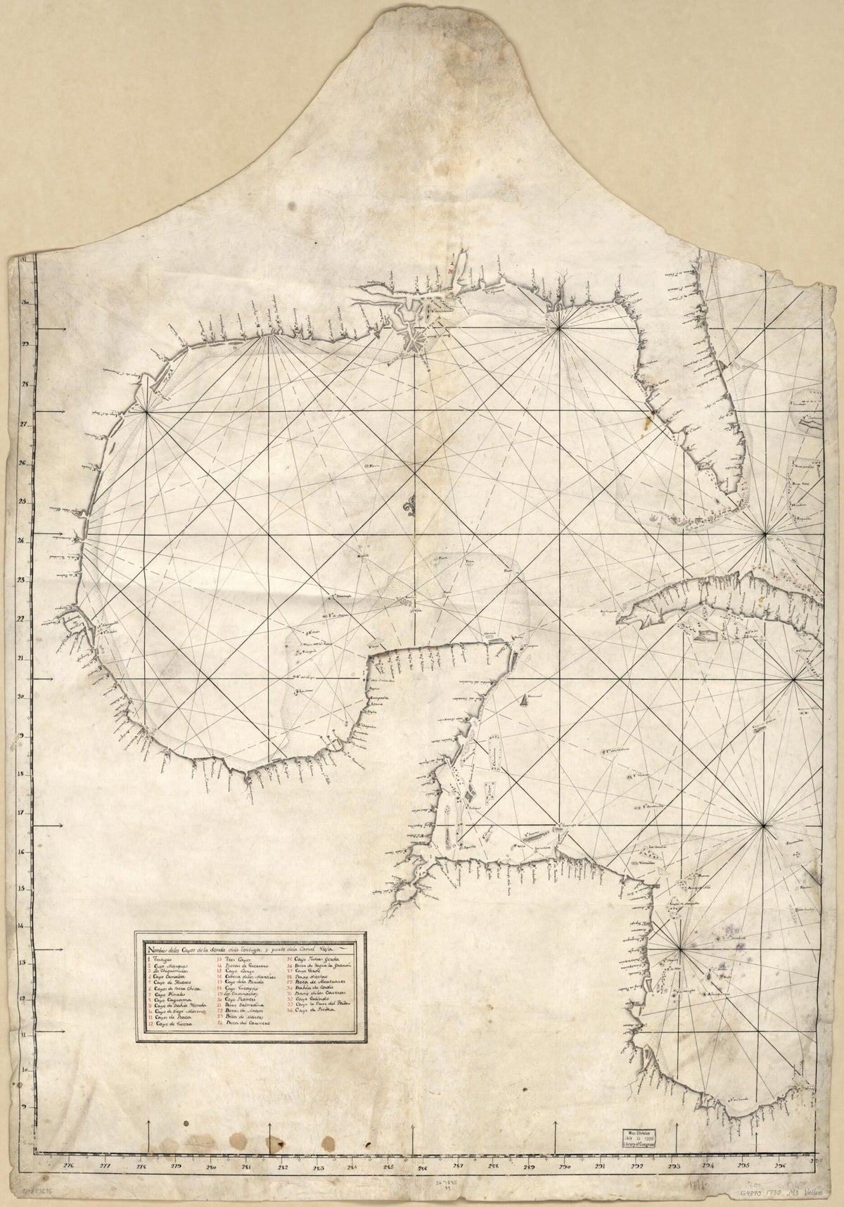 Map Showing Caribbean Area Including West Indies and Gulf of Mexico 1730 by Relic Map Company