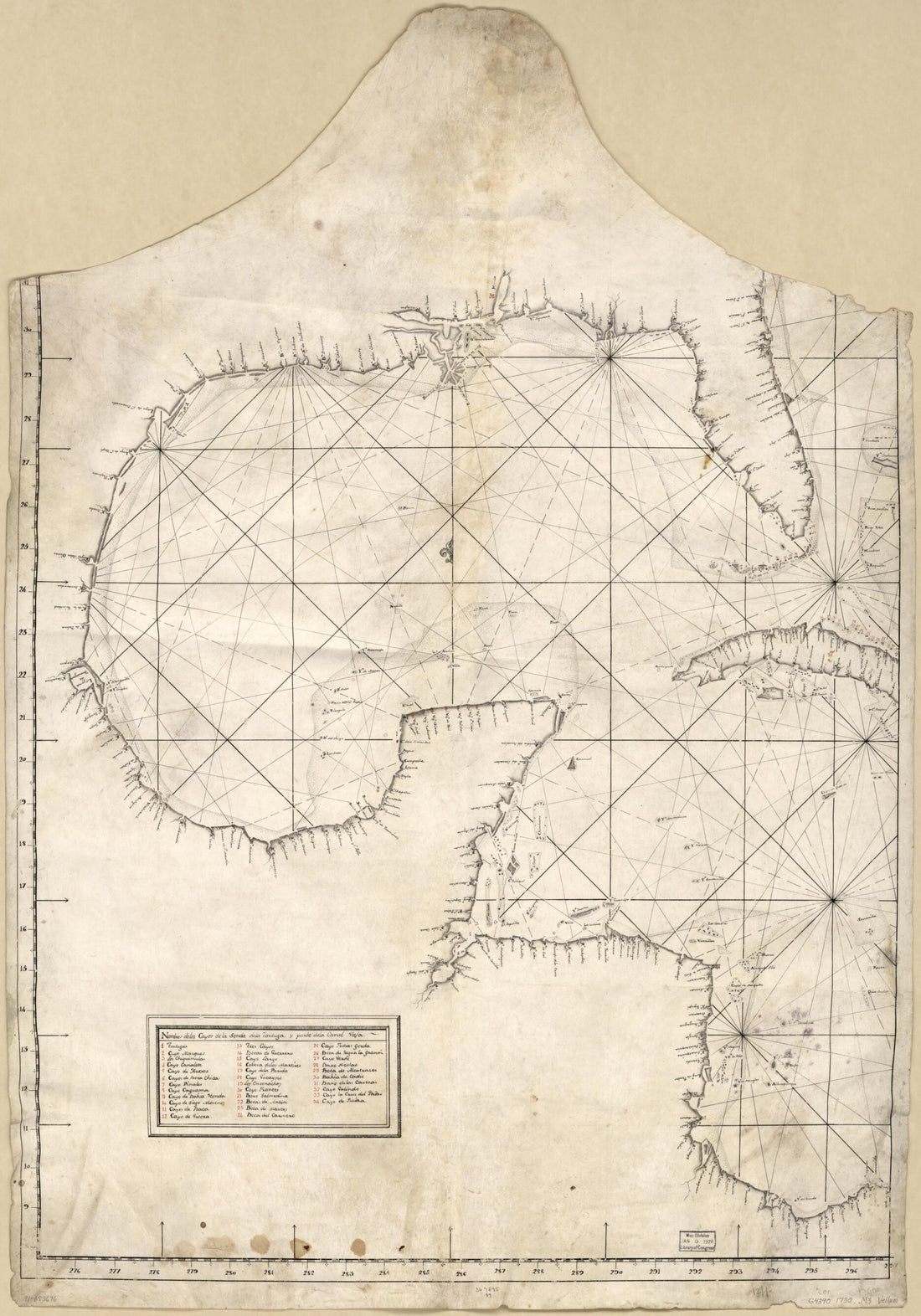 This old map of Map Showing Caribbean Area Including West Indies and Gulf of Mexico from 1730 was created by in 1730