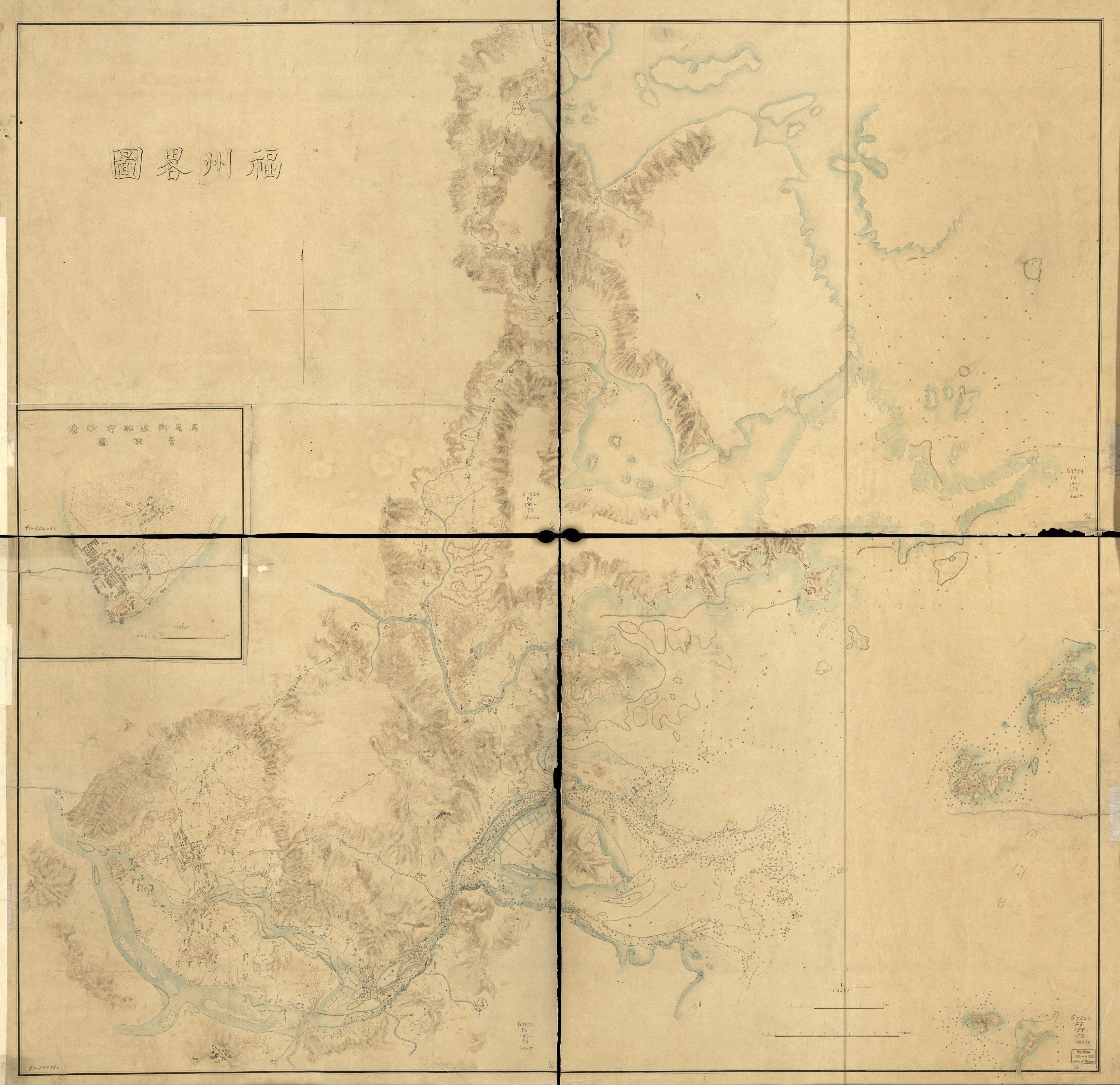 This old map of Fukushū Ryakuzu : Shūgōzu from 1890 was created by in 1890