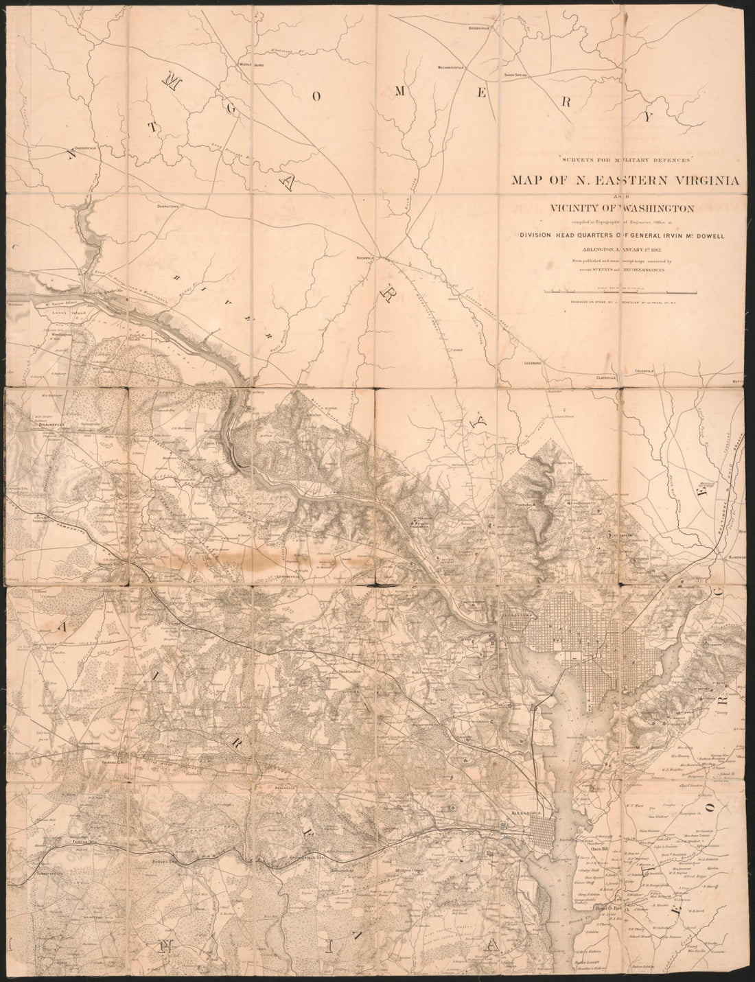 This old map of Map of N. Eastern Virginia and Vicinity of Washington from 1862 was created by Irvin McDowell, J. (Joseph) Schedler, United States. Corps of Topographical Engineers in 1862