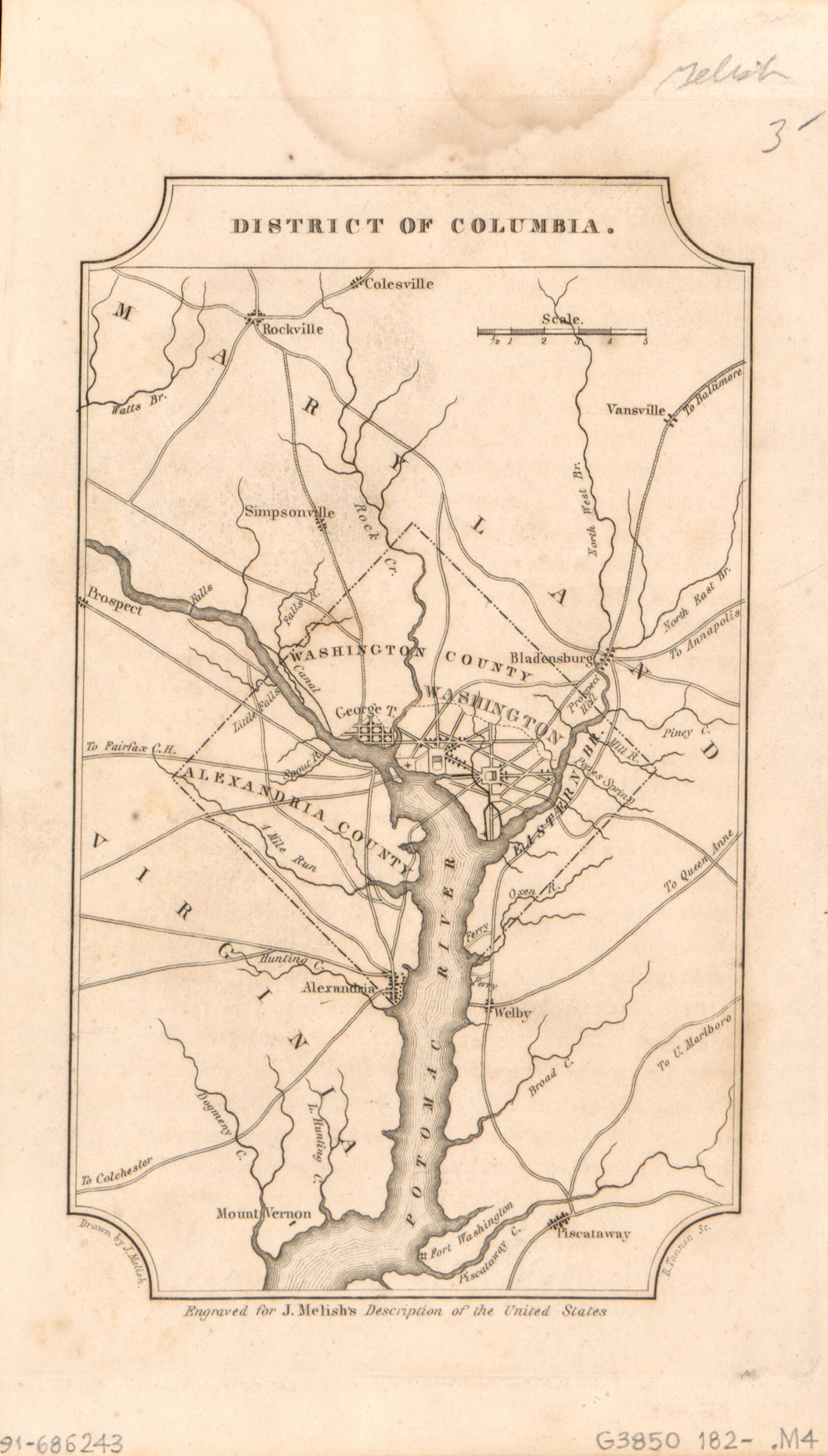 District of Columbia 1820 by Relic Map Company