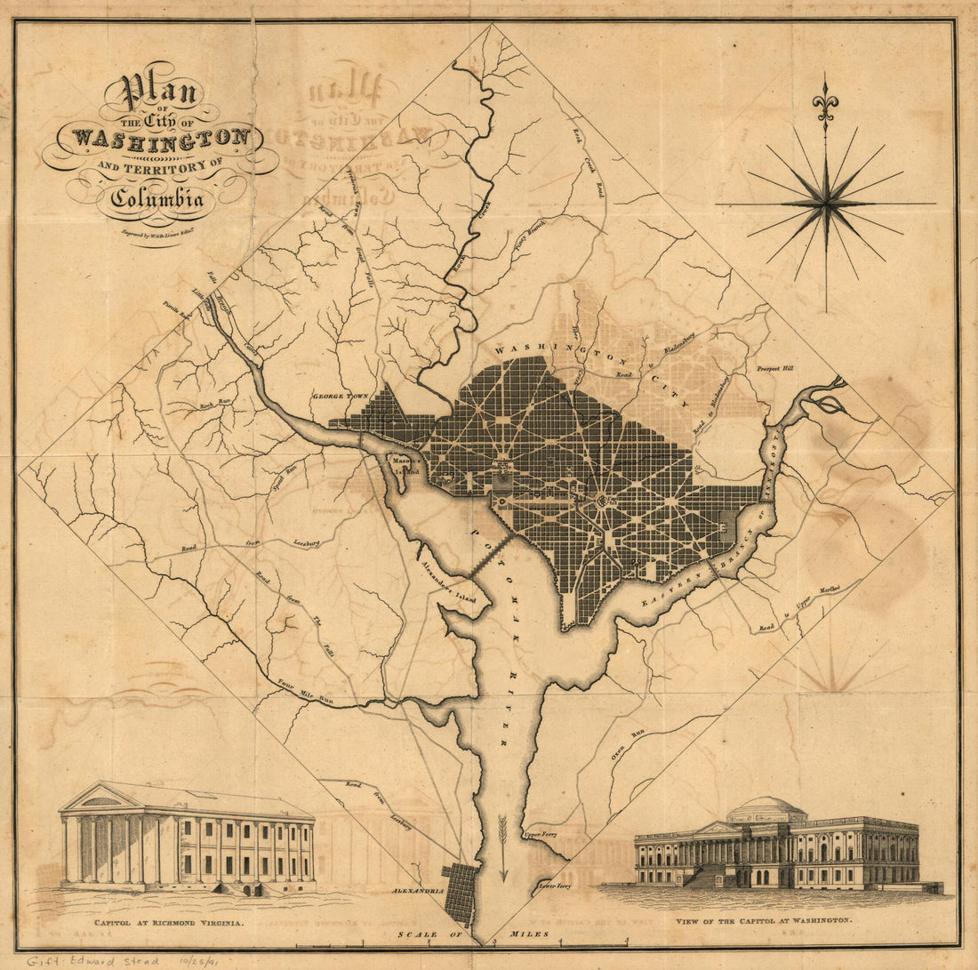 This old map of Plan of the City of Washington and Territory of Columbia / Engraved by W. & D. Lizars, Edin&