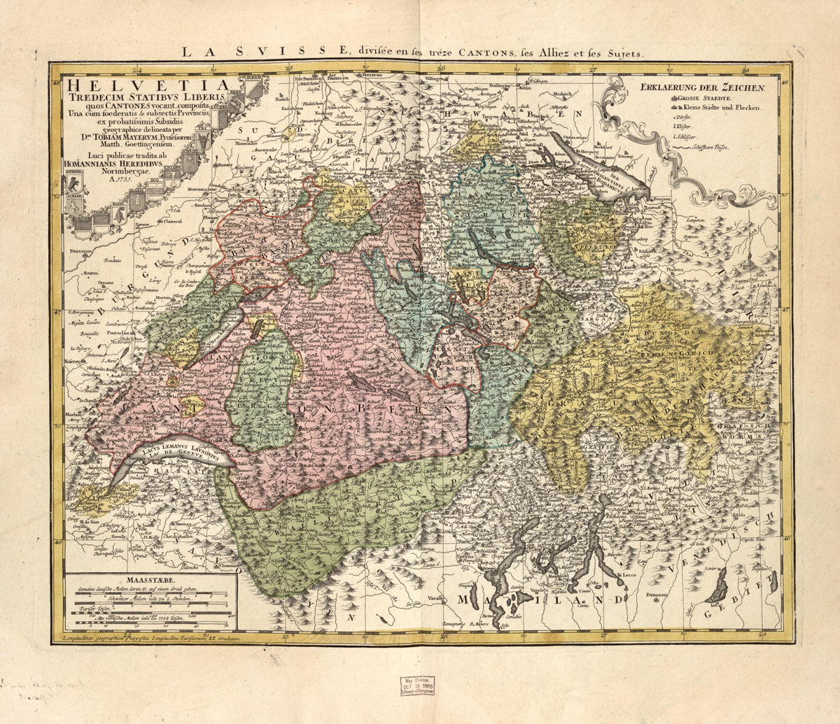 Helvetia Tredecim Statibus Liberis, Quos Cantones Vocant, Composita : Una Cum Foe Deratis & Subjectis Provinciis, Ex Probatissimis Subsidiis 1751 by Relic Map Company