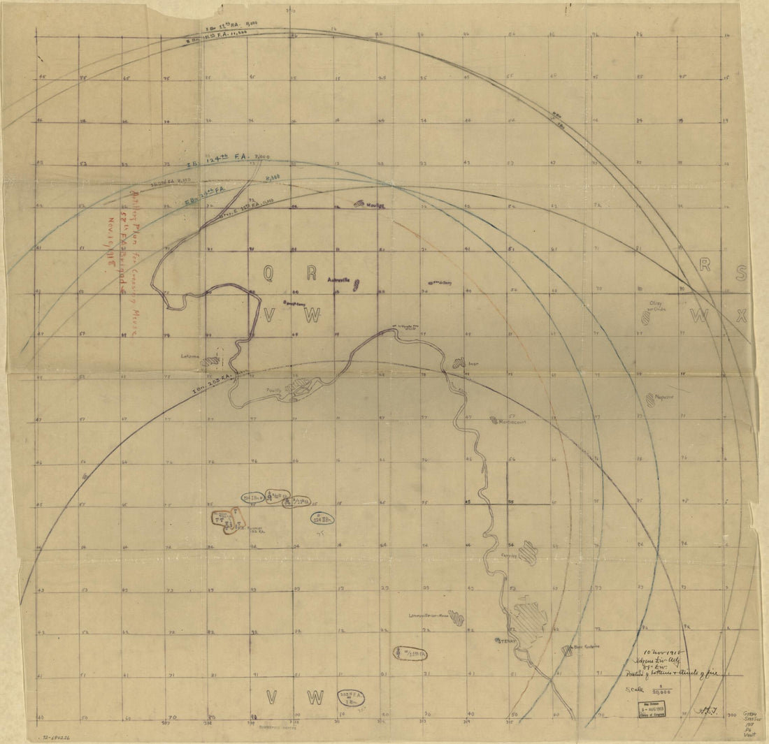 This old map of Position of Batteries & Units of Fire : Stenay from 1918 was created by Charles Pelot Summerall in 1918