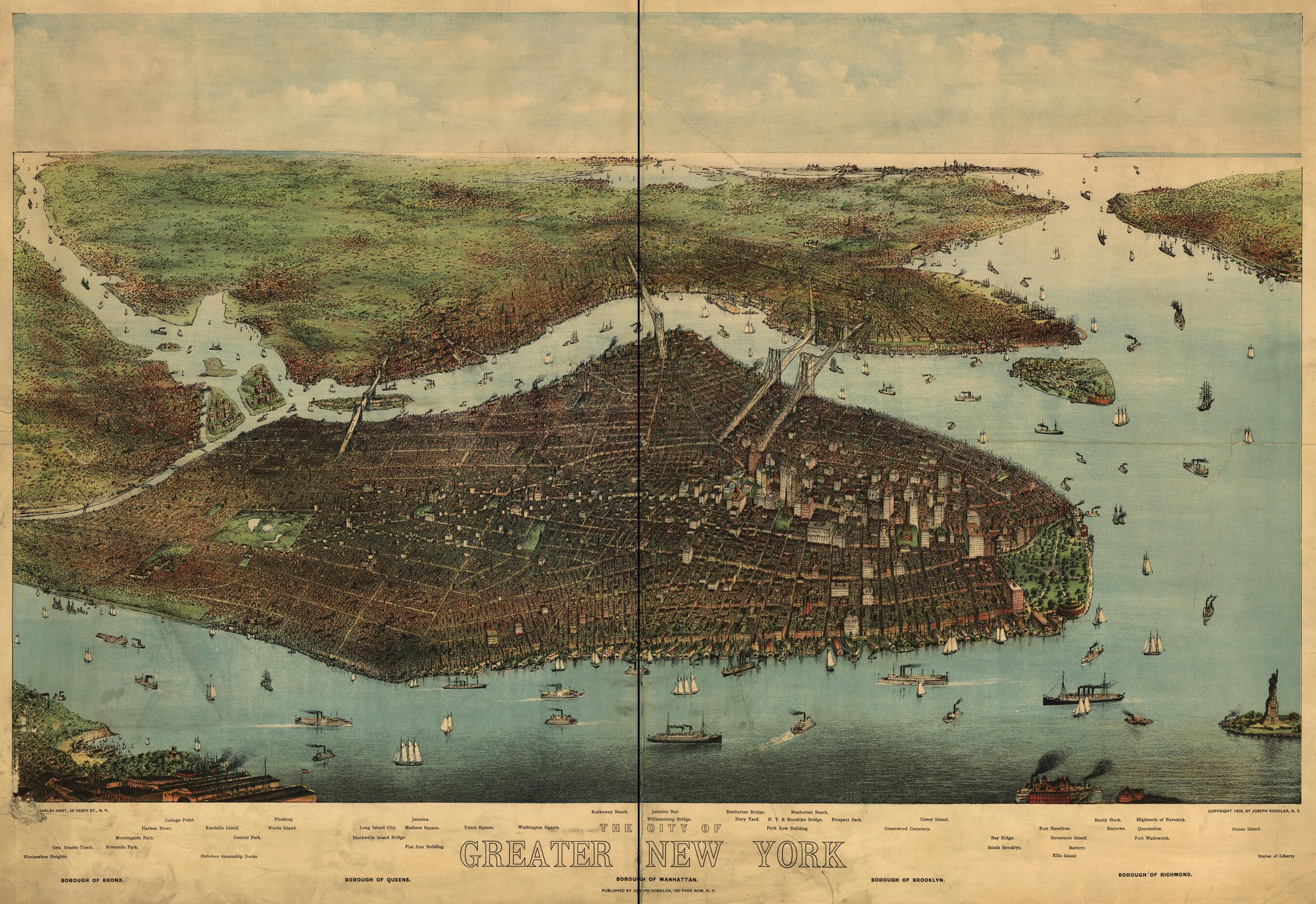 This old map of The City of Greater New York /.. Charles Hart from 1905 was created by in 1905