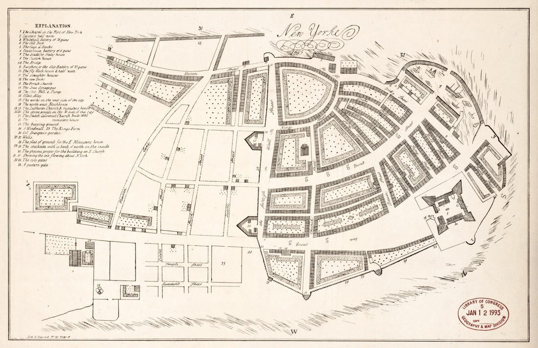 This old map of New Yorke from 1695 was created by John Miller in 1695