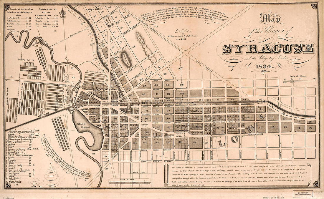 This old map of Map of the Village of Syracuse and the Village of Lodi : from 1834 was created by W. Leavenworth & J.B. Clarke in 1834