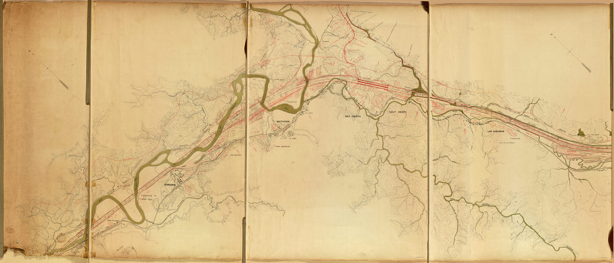 Maps of Proposed Panama Canal Between Gorgona and Panama City in 1895 by Relic Map Company