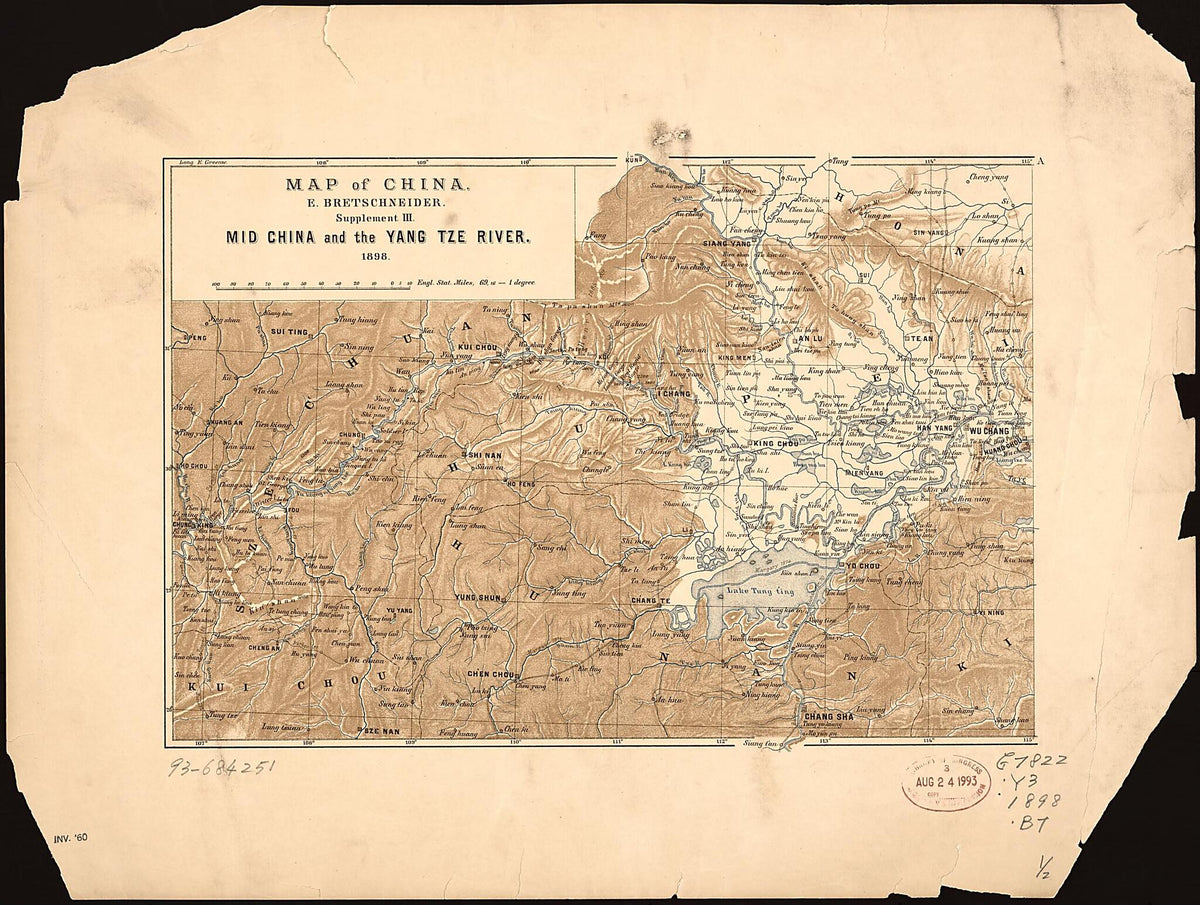 Map of China. Mid China and the Yang Tze River 1898 by Relic Map Company